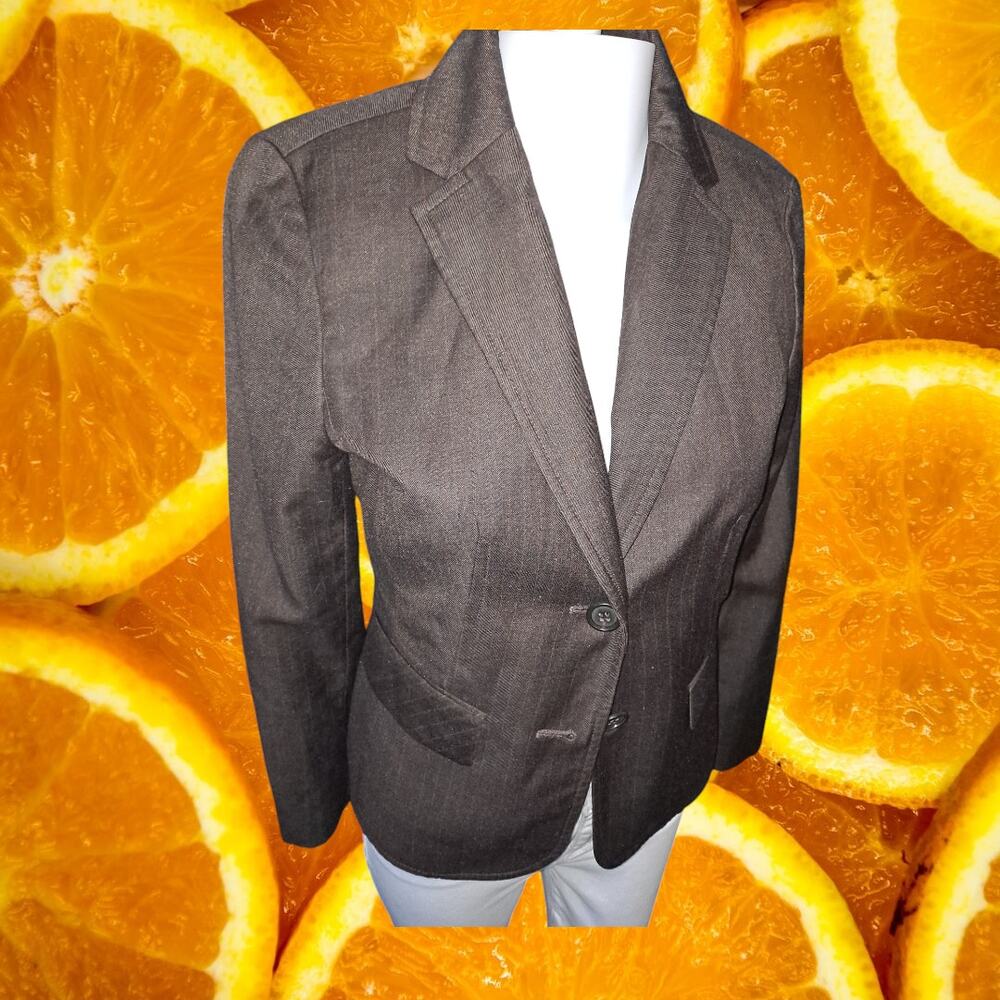 Ann Taylor Petites Gray Pinstripe Blazer Size 4P